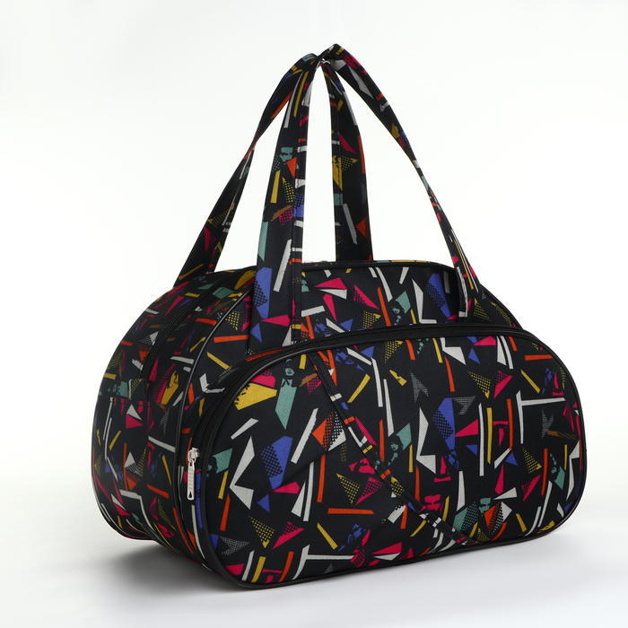 Сумка дорожная женская на молнии, наружный карман, цвет чёрный/разноцветный Сумка дорожная женская на молнии, наружный карман, цвет чёрный/разноцветный