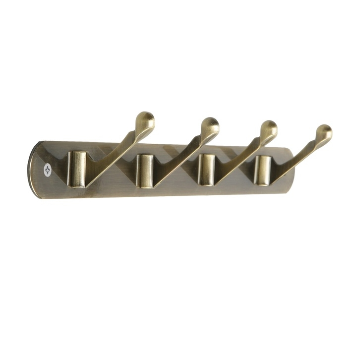 Вешалка ТУНДРА TVF002, металлическая, четырехрожковая, цвет бронза   857068