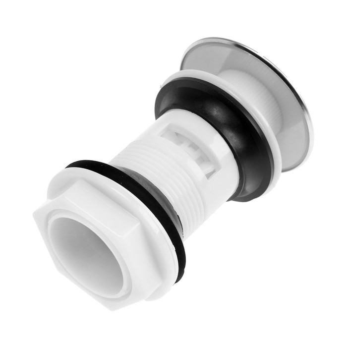 Донный клапан ZEIN BP4, корпус пластик, большая кнопка, нержавеющая сталь, с переливом Донный клапан ZEIN BP4, корпус пластик, большая кнопка, нержавеющая сталь, с переливом