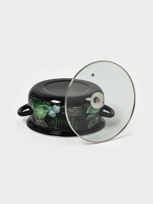 Кастрюля эмалированная &laquo;Мохито&raquo;, 4 л, d=26.1 см, с крышкой, чёрная