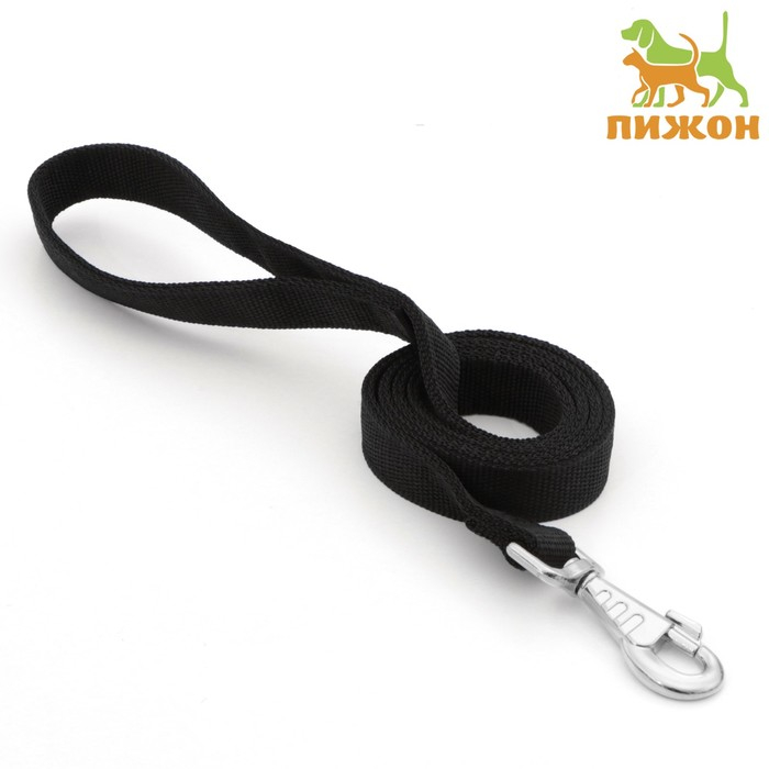 Поводок двухслойный с усиленным карабином, 1,2 м х 2,5 см, чёрный Поводок двухслойный с усиленным карабином, 1,2 м х 2,5 см, чёрный