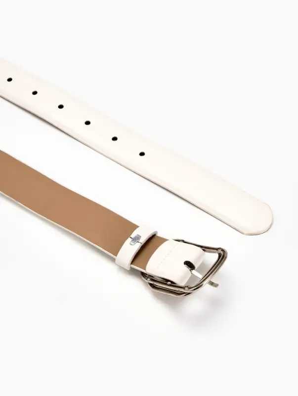Ремень женский, 110&times;3.2 см, пряжка металл, серебристая, белый