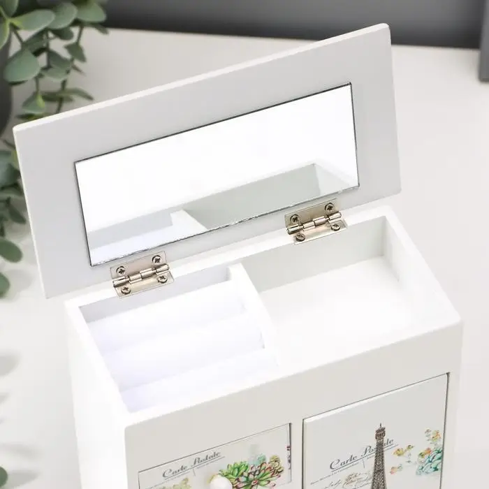 Шкатулка дерево  Шкатулка дерево "Велосипед с цветами у Эйфелевой башни" 18,5х16х8 см