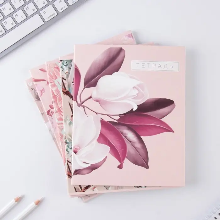 Тетрадь в клетку, 48 л., А5, на скрепке, блок №1 &laquo;Нежная ботаника&raquo; МИКС