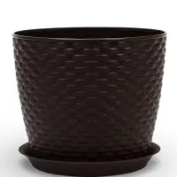 Горшок для цветов с поддоном &laquo;Ротанг&raquo;, 4.7 л, d=15 см, h=14 см, пластиковый, коричневый