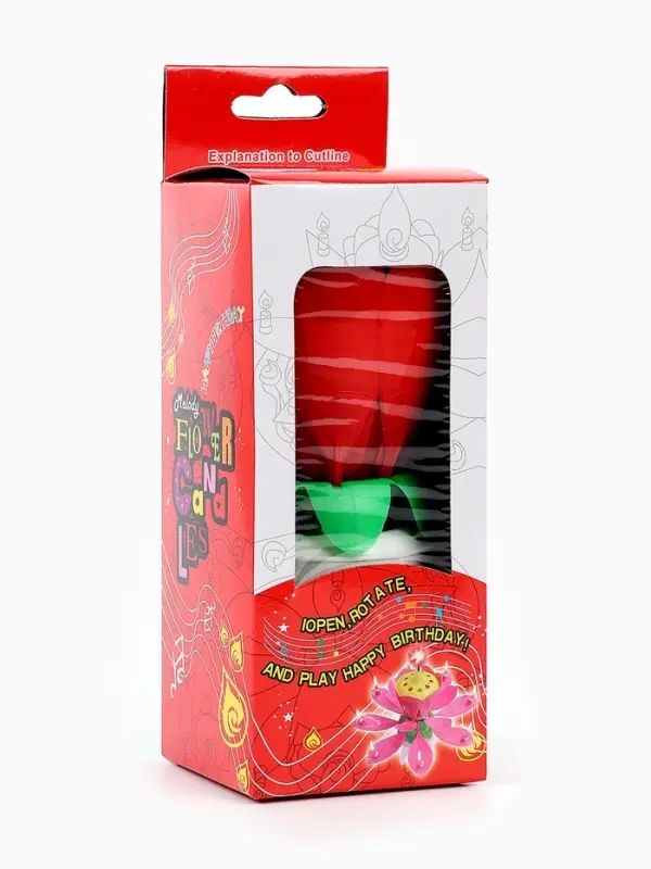 Свеча для торта музыкальная &laquo;Тюльпан&raquo;, крутящаяся, красная, 14.5&times;6 см