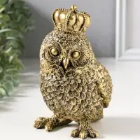 Сувенир полистоун "Золотая сова в короне" 10х10х16 см