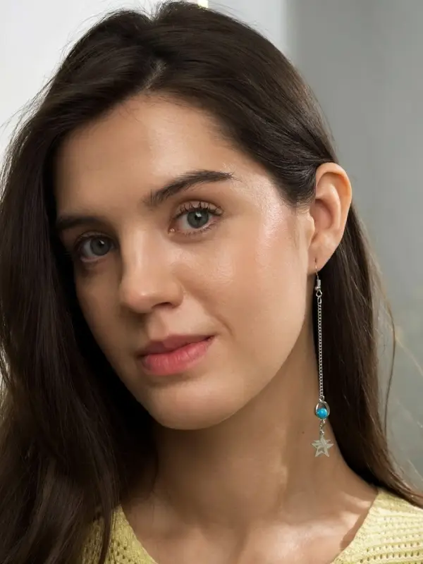 Серьги под натуральный камень &laquo;Звёзды&raquo;, бирюза, голубые в серебре