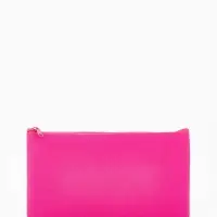 Косметичка-пенал на молнии, плоская, маленькая, однотонная, малиновая