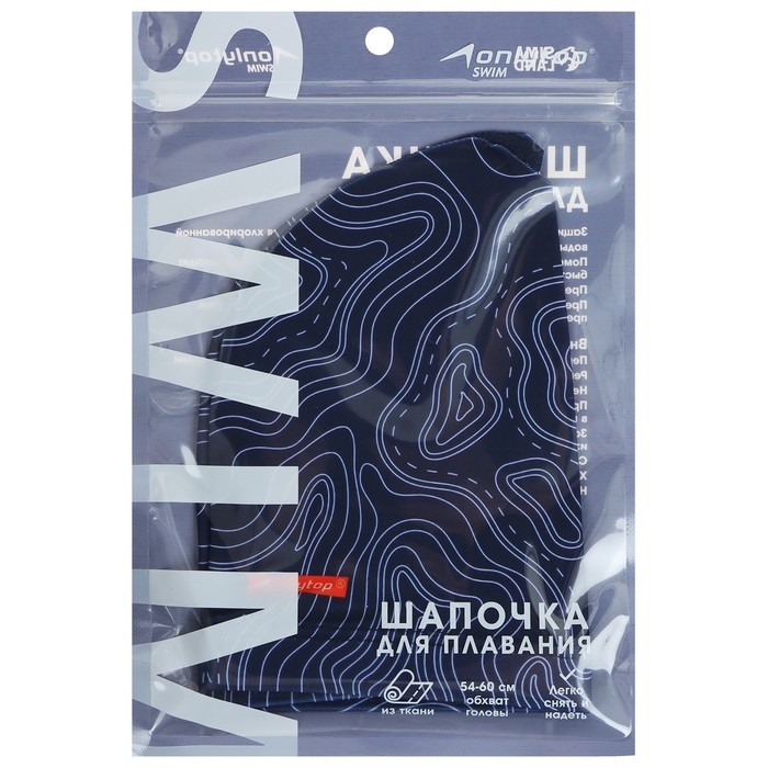 Шапочка для плавания взрослая ONLYTOP Geodesy, тканевая, обхват 54-60 см Шапочка для плавания взрослая ONLYTOP Geodesy, тканевая, обхват 54-60 см