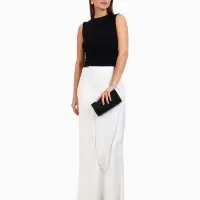 Сумка-клатч вечерняя на магните, на серебристой цепочке, чёрная