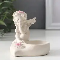 Фигурка - подсвечник на 1 свечу &laquo;Ангел на сердце&raquo;, 8&times;7&times;7.5 см, перламутр
