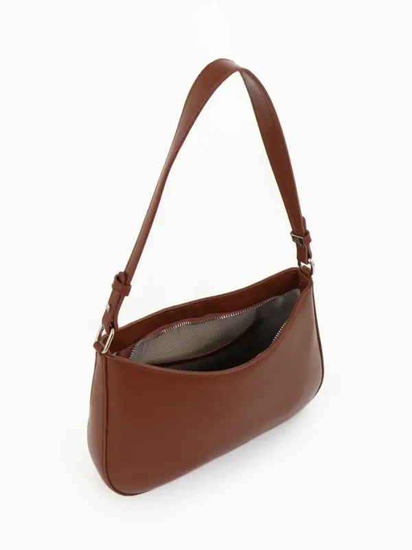 Сумка женская багет TEXTURA на молнии, 28&times;6&times;17 см, коричневая