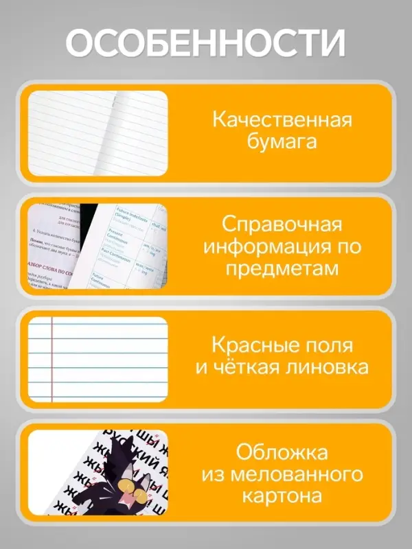 Предметная тетрадь по русскому языку Calligrata &laquo;Животные мемы&raquo;, 36 листов, в линейку, со справочным материалом, обложка из мелованной бумаги