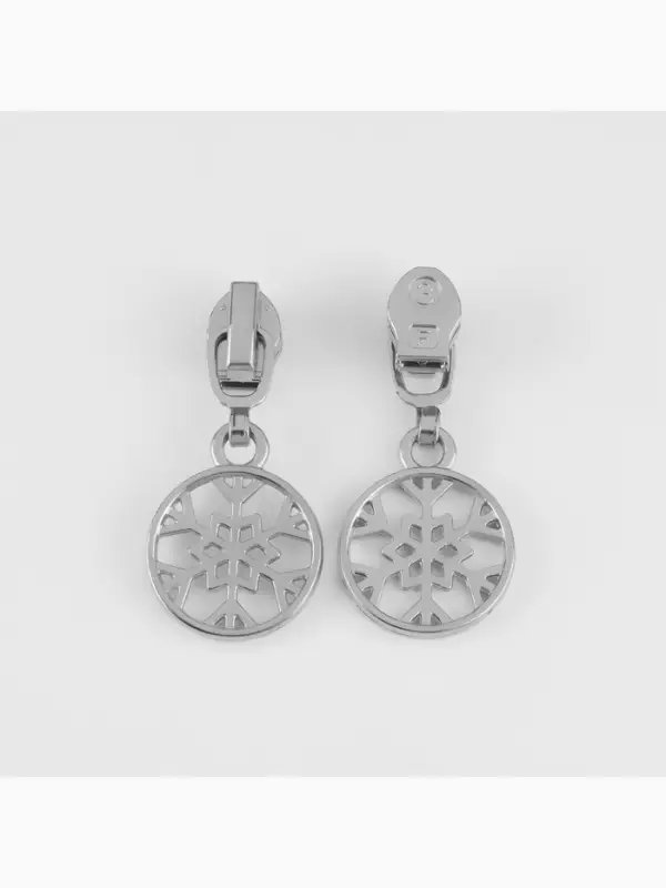 Бегунок для молнии &laquo;Спираль&raquo;, №3, &laquo;Снежинка&raquo;, 10 шт., цвет никель