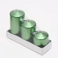 Свеча столбик 6&times;7.5, 10, 12.5 см, набор 3 шт., зелёный металлик
