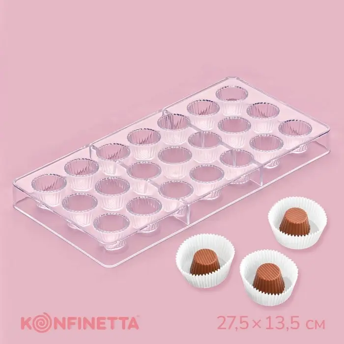 Форма для конфет и шоколада KONFINETTA &laquo;Конфетти&raquo;, пластик, 27.5&times;13.5 см, 21 ячейка, прозрачная