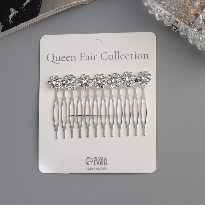 Гребень для волос  Гребень для волос "Медея" цветы, 7х4 см, серебро