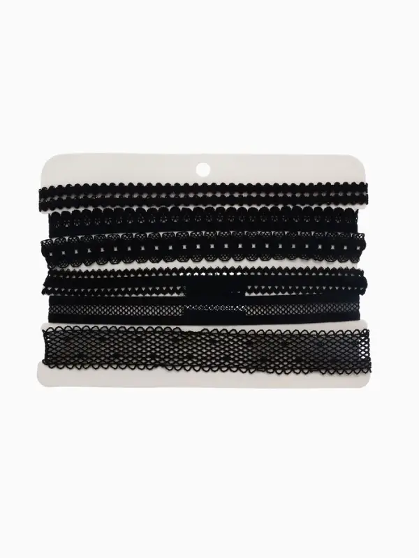 Чокер &laquo;Ассорти&raquo;, ажур, набор 6 шт. чёрный, 30.5 см