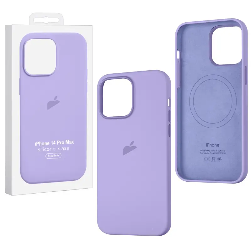 Чехол для iPhone 14 Pro Max Silicone Case 100% ORG Lilac (MagSafe + анимация NFC Clear) c LOGO