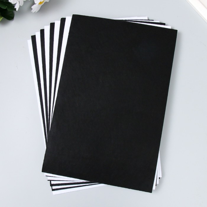 Набор клеевого фетра 20х30 см, мягкий, 1,8 мм, 10 листов, белый,черный Набор клеевого фетра 20х30 см, мягкий, 1,8 мм, 10 листов, белый,черный