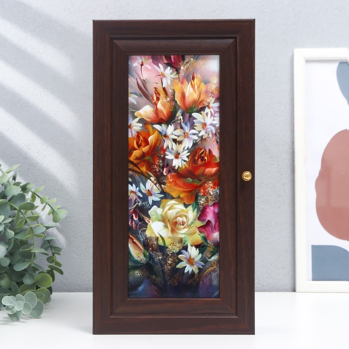 Ключница Ключница "Цветочная композиция" венге 16х31 см МИКС