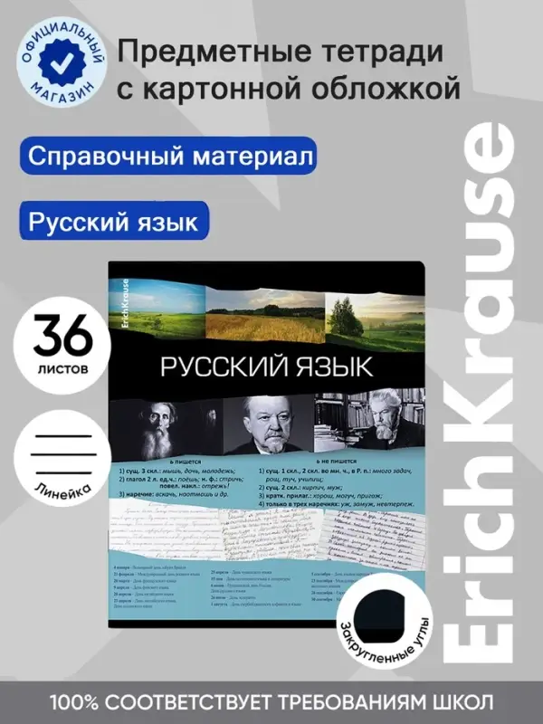 Предметная тетрадь по русскому языку ErichKrause. Timeline, 36 листов, в линейку, со справочным материалом, обложка из мелованного картона