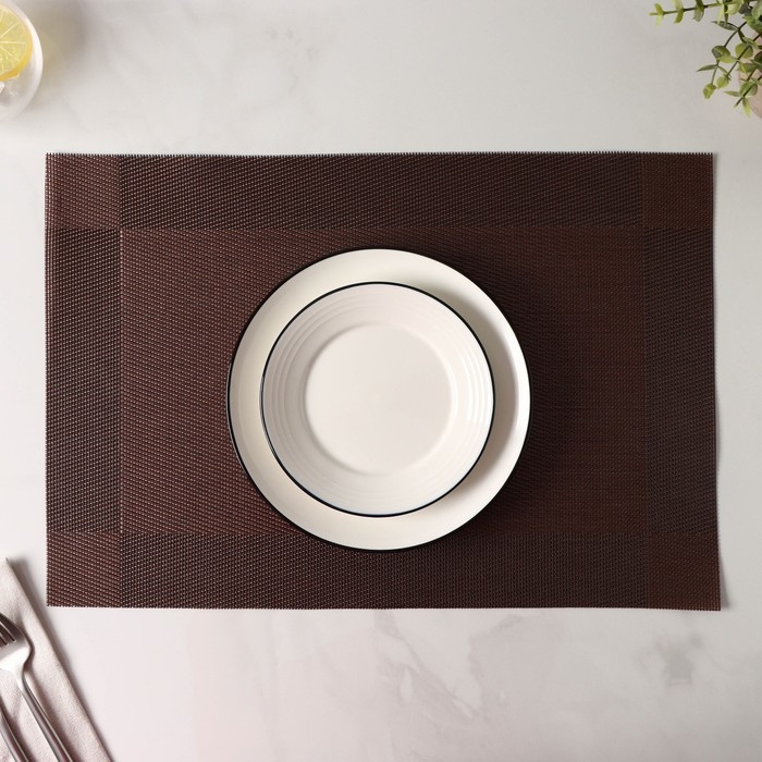 Салфетка сервировочная на стол Доляна «Шахматы», 45×30 см цвет коричневый