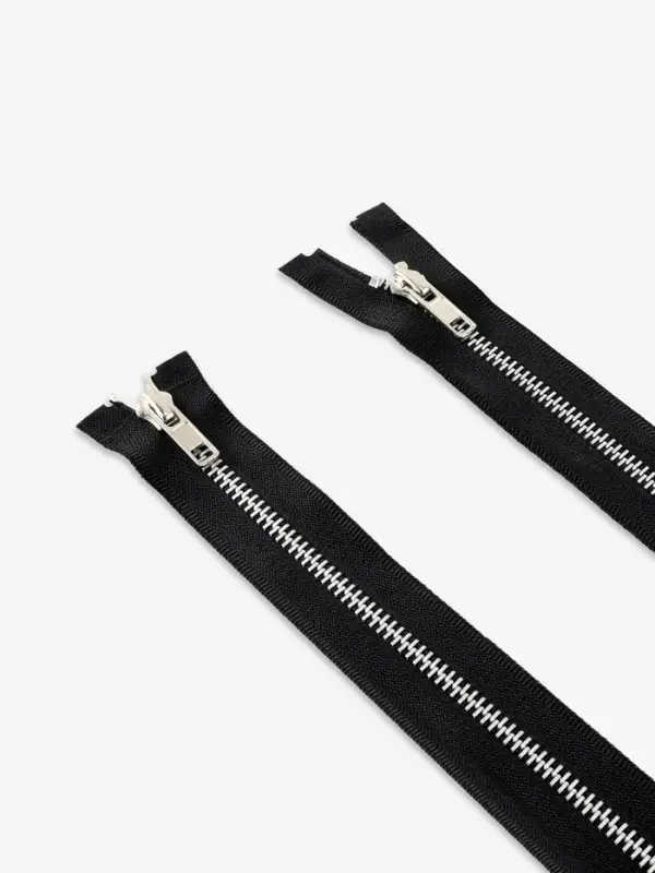 Молния металлическая, №5, 2 замка, разъёмная, замки автомат, 110 см, чёрная