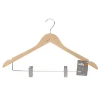 Вешалка для одежды тм VETTA, 45см деревянная с зажимами, хром, цвет светлое дерево