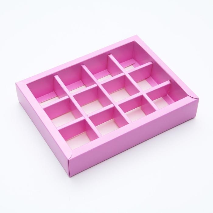 Коробка для конфет, 12 шт, розовая, 19 х 15 х 3,5 см Коробка для конфет, 12 шт, розовая, 19 х 15 х 3,5 см
