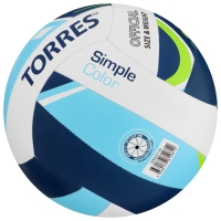 Волейбольный мяч TORRES Simple Color, V323115, машинная сшивка, 18 панелей, р. 5, TPU, бутиловая камера