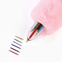 Ручка многоцветная 6 цветов пушистая Стич , розовая Ручка многоцветная 6 цветов пушистая Стич , розовая