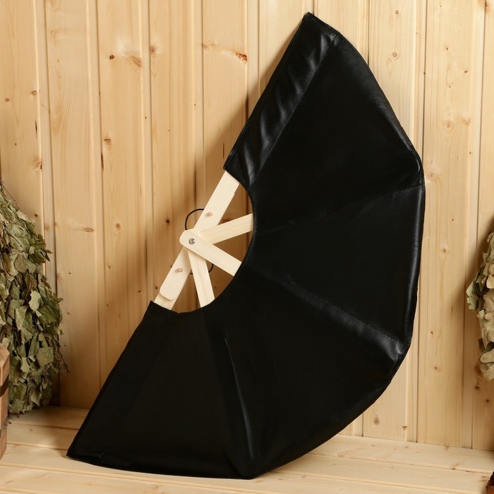 Веер банный для разгона пара черный, кожа Веер банный для разгона пара черный, кожа