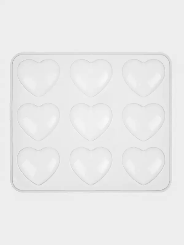 Форма для шоколада Доляна &laquo;Сердечки&raquo;, силикон, 20&times;17.5&times;0.6 см, 9 ячеек (5.5&times;5 см), прозрачная
