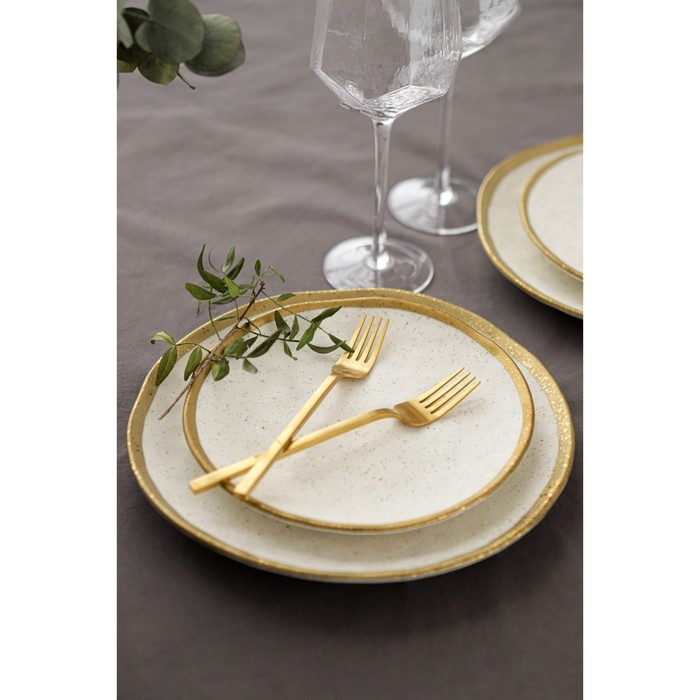 Тарелка фарфоровая десертная Magistro Poursephona, d=21 см, цвет бежевый Тарелка фарфоровая десертная Magistro Poursephona, d=21 см, цвет бежевый