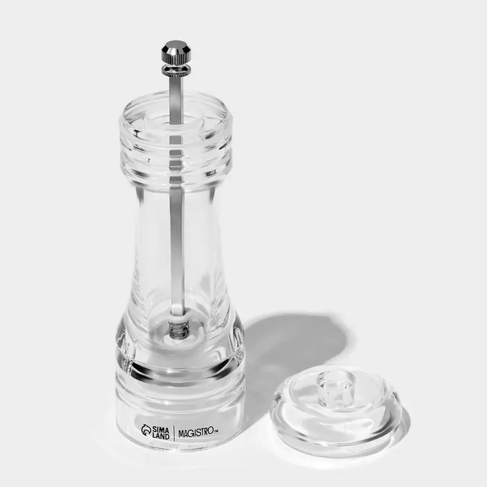 Набор для специй Magistro Glace. 2 предмета: мельница, солонка, 16.5 см, акрил, прозрачный