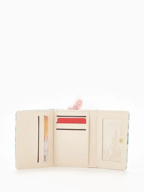 Кошелёк женский на кнопке, 10.5&times;2.5&times;8.5 см, с цветочным принтом, бирюзовый