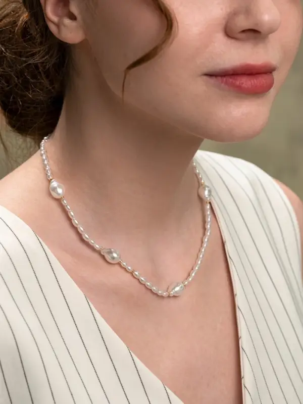 Чокер &laquo;Морской мир. Жемчуг барочный&raquo;, L=40 см, белый в золоте