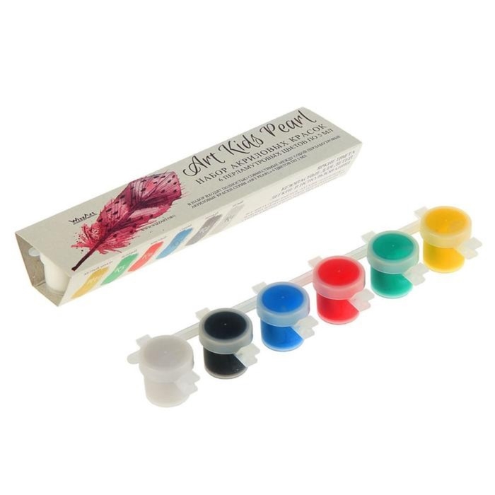 Краска акриловая, набор 6 цветов х 5 мл, WizzArt Kid, Pearl, ПЕРЛАМУТРОВЫЕ (повышенное содержание пигмента), морозостойкие Краска акриловая, набор 6 цветов х 5 мл, WizzArt Kid, Pearl, ПЕРЛАМУТРОВЫЕ (повышенное содержание пигмента), морозостойкие