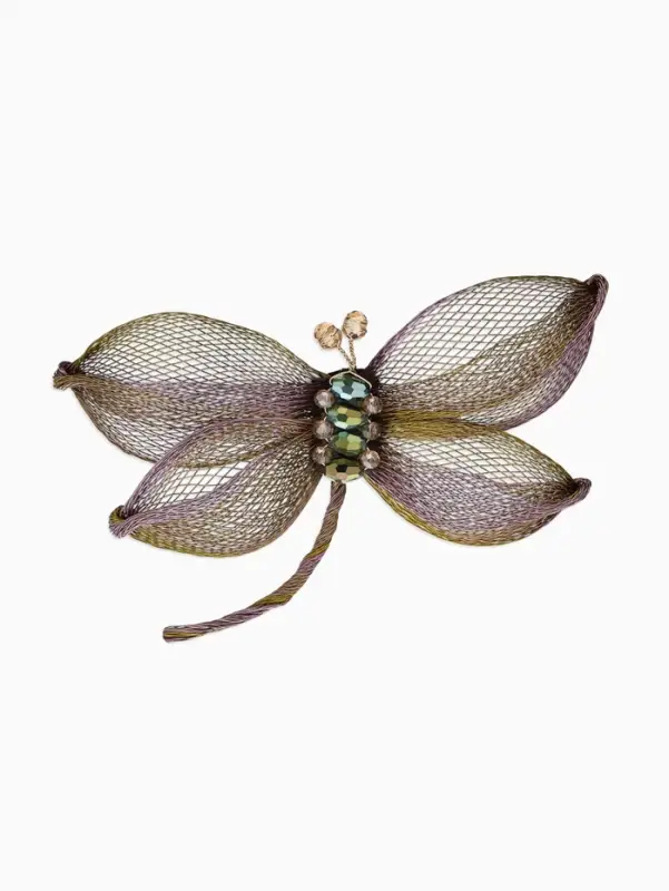 Брошь &laquo;Стрекоза&raquo; плетёная, цвет розово-золотой