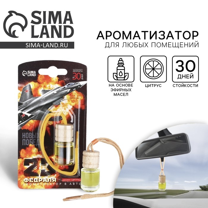 Ароматизатор в автомобиль на 23 Февраля «Самолёт», аромат: цитрус Ароматизатор в автомобиль на 23 Февраля «Самолёт», аромат: цитрус