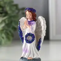 Сувенир полистоун "Девочка-ангел с венком лаванды - молитва" фиолет 6,5х3,6х9,5 см Сувенир полистоун "Девочка-ангел с венком лаванды - молитва" фиолет 6,5х3,6х9,5 см