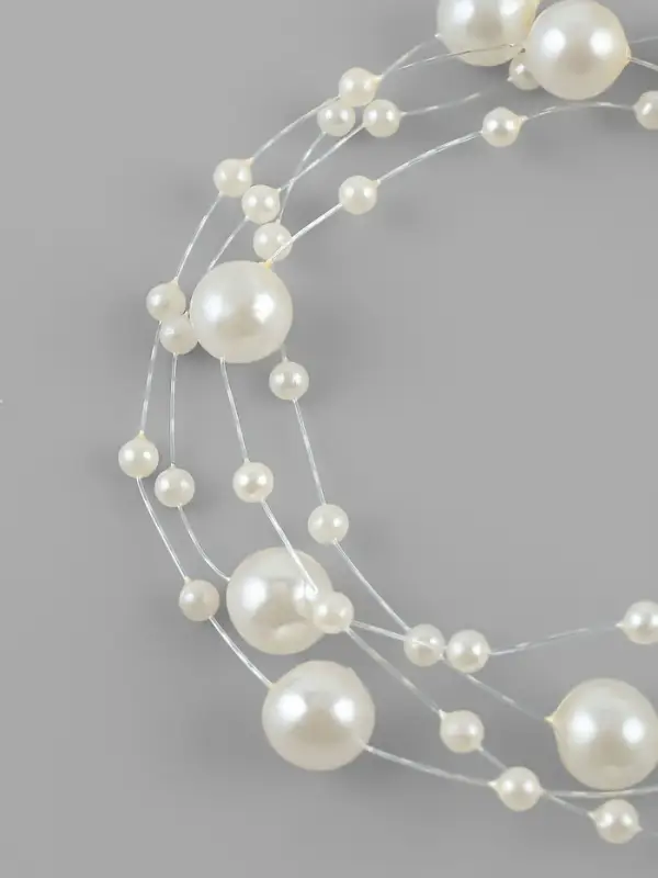 Жемчуг на леске, 3/8 мм, 9&plusmn;0.5 м, цвет молочный