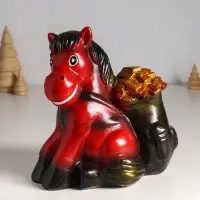 Копилка "Огненный конь с деньгами" 21 см, красный