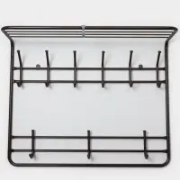 Вешалка настенная с полкой, 9 крючков, 2 яруса, 73&times;22&times;58 см, коричневая