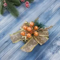 Ёлочные игрушки 2 шт. &laquo;Зимнее волшебство. Композиция на бантике&raquo; пластик, ягодки, 13&times;15 см