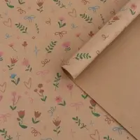 Бумага упаковочная крафт &laquo;Векторные цветы&raquo;, 50&times;70 см