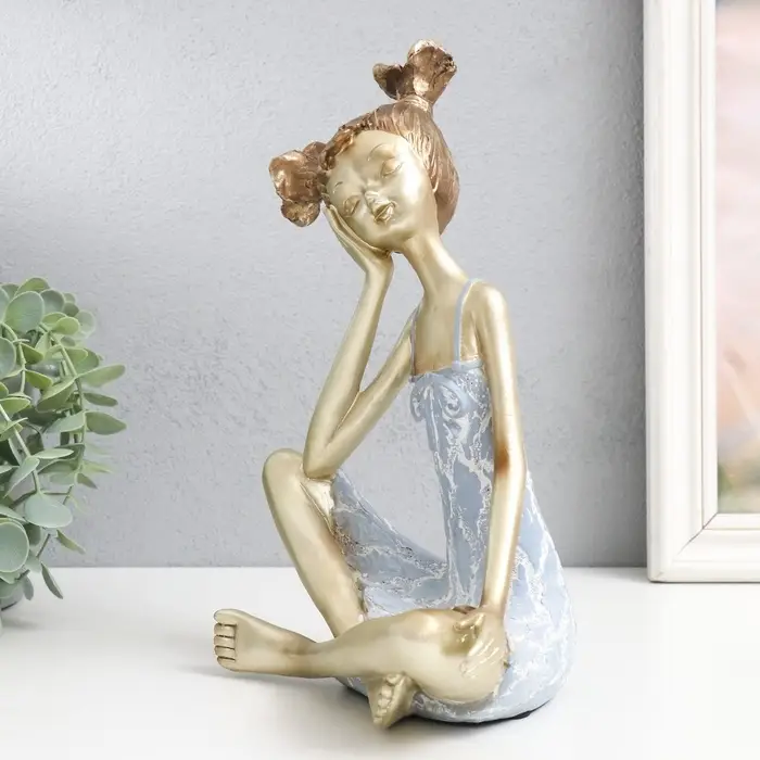 Фигурка полистоун &laquo;Малышка с двумя хвостиками&raquo;, бело-золотой, 21&times;13.5&times;26 см