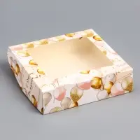 Коробки подарочная, складная, с окном, «С Днем Рождения» 15×15×4 см